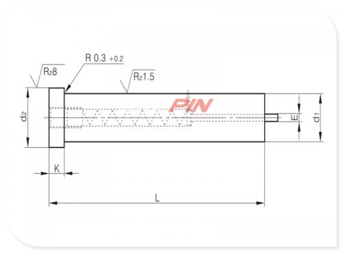 Punches cyl. head with ejector pin ISO 8020