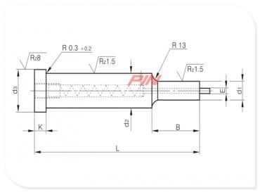Punches cyl. head with ejector pin form C ISO 8020