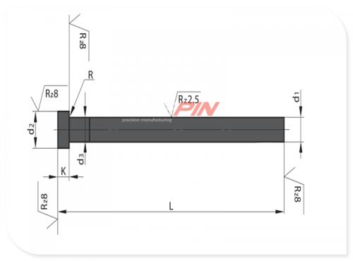 Auswerferstifte mit zyl. Kopf nitriert Form A Schwarz DIN ISO 6751 A