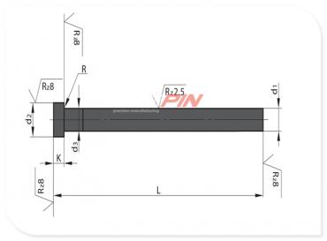 Auswerferstifte mit zyl. Kopf nitriert Form A Schwarz DIN ISO 6751 A