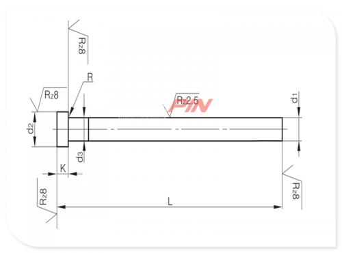 Auswerferstifte mit zyl. Kopf nitriert Form A DIN ISO 6751 A