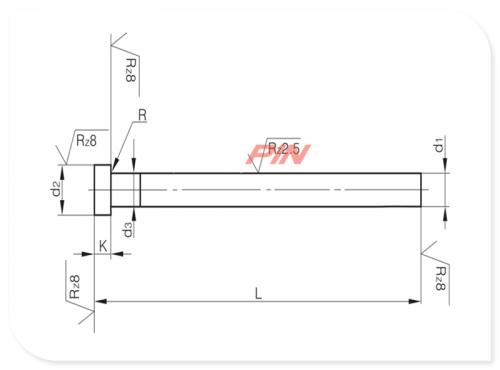 Nitrided ejector pins form A Tipo Fiat