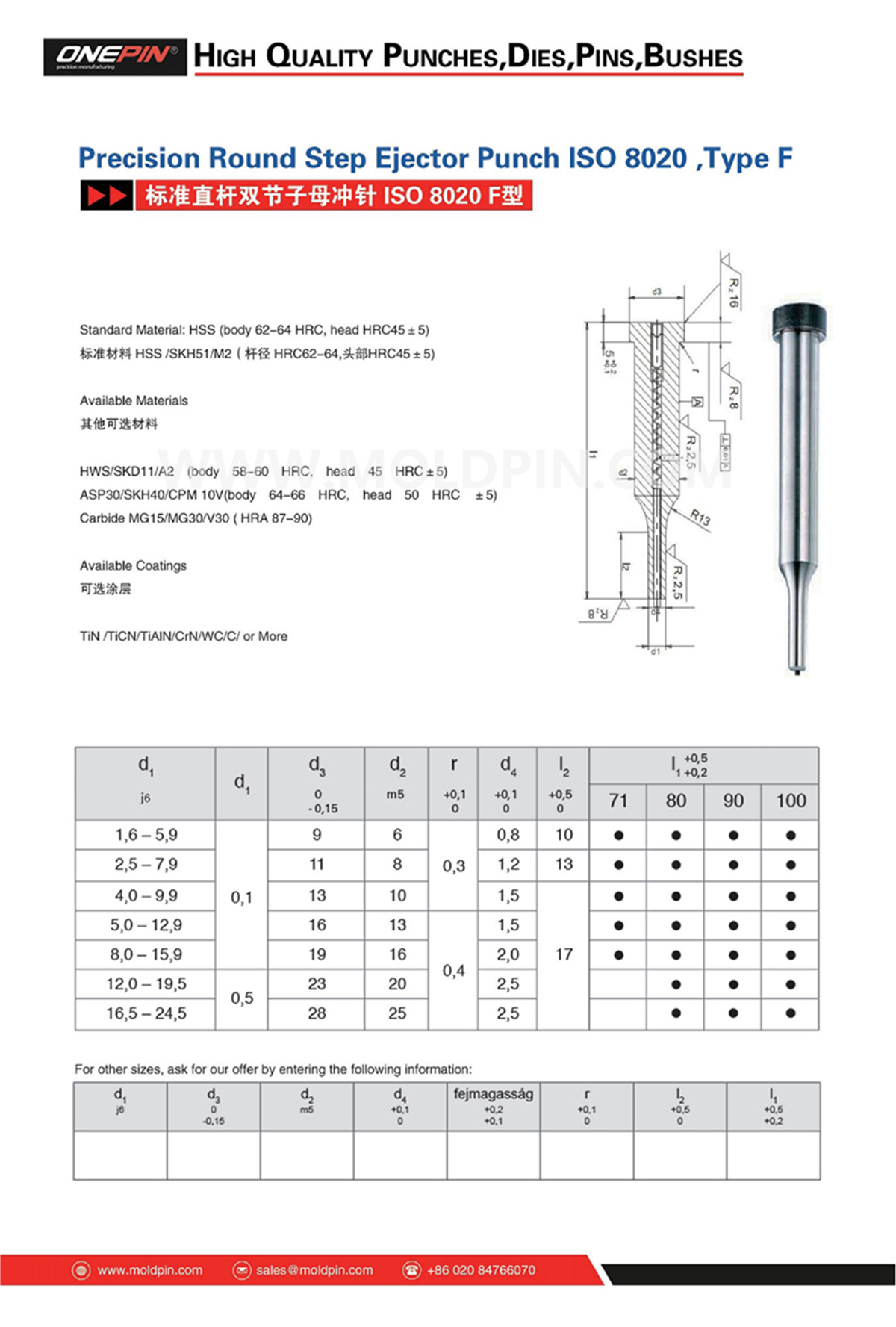 Precision Round Step Ejector Punch ISO 8020,Type F.jpg